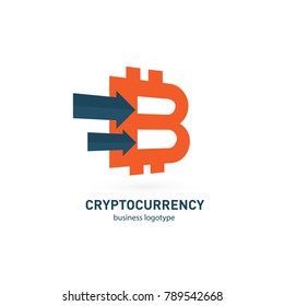 Illustration of business logotype cryptocurrency. Vector design logo finance and e-commerce. Bitcoin pictogram, virtual money abstract icon