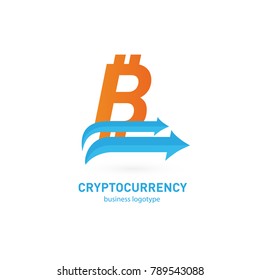 Illustration of business logotype cryptocurrency. Vector design logo finance and e-commerce. Bitcoin pictogram, virtual money abstract icon