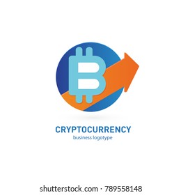 Illustration of business logotype cryptocurrency. Vector design logo finance and e-commerce. Bitcoin pictogram, virtual money abstract icon