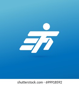 Illustration of business logotype fitness and sport. Vector design logo Sport silhouette. Man pictogram, active lifestyle abstract icon