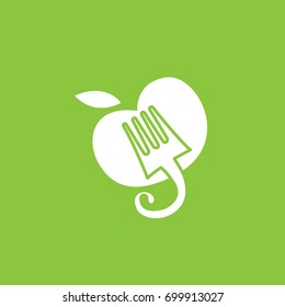 Illustration of business logotype food delivery. Vector design logo fork and spoon. Food pictogram, cooking abstract icon