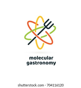 Illustration Of Business Logotype Molecular Gastronomy. Vector Design Logo Experimental Cuisine. Food Pictogram, Cooking Abstract Icon