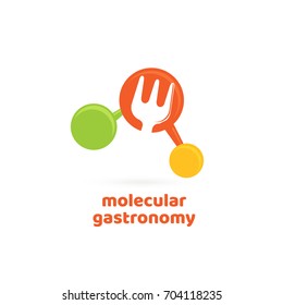 Illustration Of Business Logotype Molecular Gastronomy. Vector Design Logo Experimental Cuisine. Food Pictogram, Cooking Abstract Icon