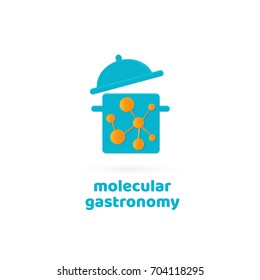 Illustration Of Business Logotype Molecular Gastronomy. Vector Design Logo Experimental Cuisine. Food Pictogram, Cooking Abstract Icon