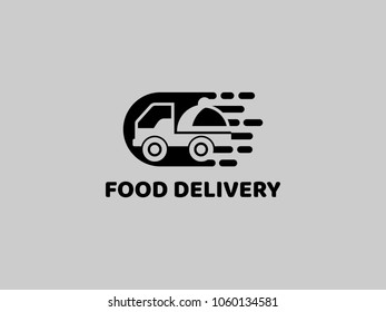 Illustration of business logotype restaurant and cafe. Vector design logo food delivery. Food pictogram, car and motorcycle abstract icon. vector illustration eps 10