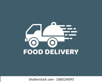 Illustration of business logotype restaurant and cafe. Vector design logo food delivery. Food pictogram, car and motorcycle abstract icon. vector illustration eps 10