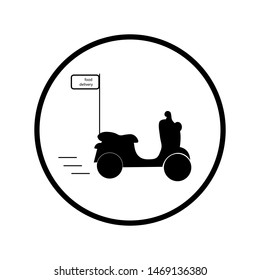 Illustration of business logotype restaurant and cafe. Vector design logo food delivery. Motorcycle Abstract icon.
