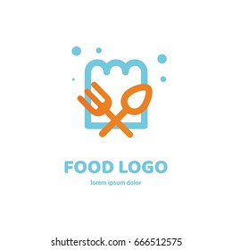 Illustration of business logotype restaurant and cafe. Vector design logo chef's hat. Food pictogram, cooking abstract icon