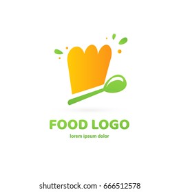 Illustration of business logotype restaurant and cafe. Vector design logo chef's hat. Food pictogram, cooking abstract icon