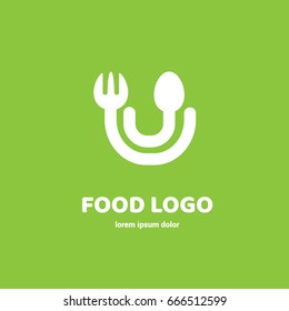 Illustration of business logotype restaurant and cafe. Vector design logo fork and spoon. Food pictogram, cooking abstract icon