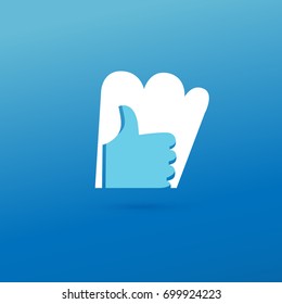 Illustration of business logotype restaurant and cafe. Vector design logo thumb and chef hat. Food pictogram, cooking abstract icon