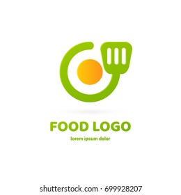 Illustration of business logotype restaurant and cafe. Vector design logo fork and spoon. Food pictogram, cooking abstract icon
