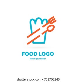 Illustration of business logotype restaurant and cafe. Vector design cooking  logo. Food pictogram, meal abstract icon