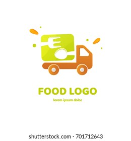 Illustration Of Business Logotype Restaurant And Cafe. Vector Design Logo Food Delivery. Food Pictogram, Car Abstract Icon