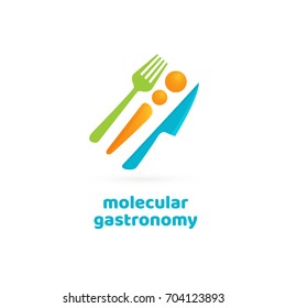 Illustration of business logotype restaurant and cafe. Vector design cooking logo. Food pictogram, cooking abstract icon