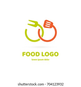 Illustration of business logotype restaurant and cafe. Vector design cooking logo. Food pictogram, cooking abstract icon