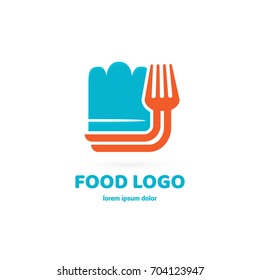 Illustration of business logotype restaurant and cafe. Vector design cooking logo. Food pictogram, cooking abstract icon