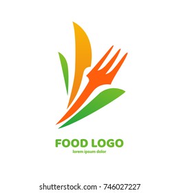 Illustration of business logotype restaurant and cafe. Vector design cooking logo. Food pictogram, cooking abstract icon