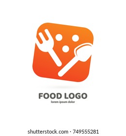 Illustration of business logotype restaurant and cafe. Vector design cooking logo. Food pictogram, cooking abstract icon