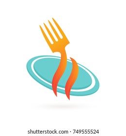Illustration of business logotype restaurant and cafe. Vector design cooking logo. Food pictogram, cooking abstract icon