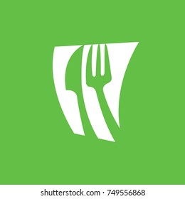 Illustration of business logotype restaurant and cafe. Vector design cooking logo. Food pictogram, cooking abstract icon