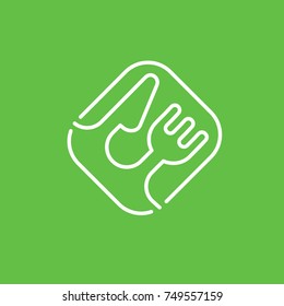 Illustration of business logotype restaurant and cafe. Vector design cooking logo. Food pictogram, cooking abstract icon