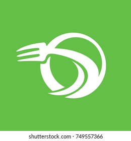 Illustration of business logotype restaurant and cafe. Vector design cooking logo. Food pictogram, cooking abstract icon