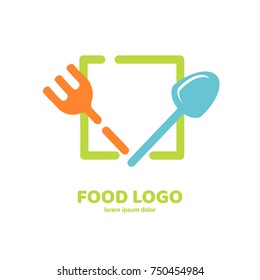 Illustration of business logotype restaurant and cafe. Vector design cooking logo. Food pictogram, cooking abstract icon