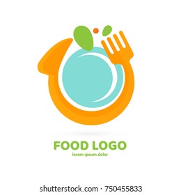Illustration of business logotype restaurant and cafe. Vector design cooking logo. Food pictogram, cooking abstract icon