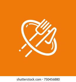 Illustration of business logotype restaurant and cafe. Vector design cooking logo. Food pictogram, cooking abstract icon