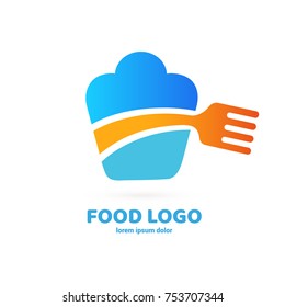 Illustration of business logotype restaurant and cafe. Vector design cooking logo. Food pictogram, cooking abstract icon
