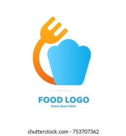 Illustration of business logotype restaurant and cafe. Vector design cooking logo. Food pictogram, cooking abstract icon