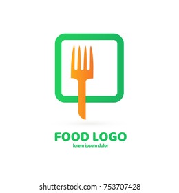 Illustration of business logotype restaurant and cafe. Vector design cooking logo. Food pictogram, cooking abstract icon