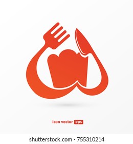 Illustration of business logotype restaurant and cafe. Vector design cooking logo. Food pictogram, cooking abstract icon.