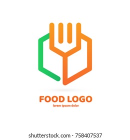 Illustration of business logotype restaurant and cafe. Vector design cooking logo. Food pictogram, cooking abstract icon