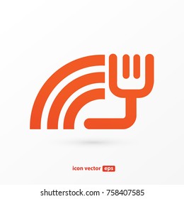 Illustration of business logotype restaurant and cafe. Vector design cooking logo. Food pictogram, cooking abstract icon