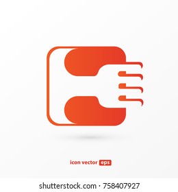 Illustration of business logotype restaurant and cafe. Vector design cooking logo. Food pictogram, cooking abstract icon