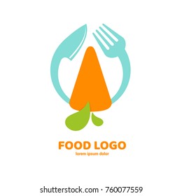 Illustration of business logotype restaurant and cafe. Vector design cooking logo. Food pictogram, cooking abstract icon