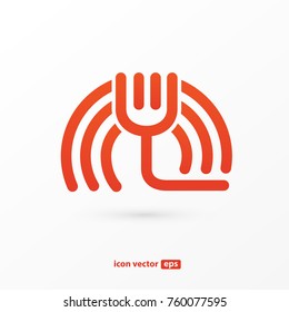 Illustration of business logotype restaurant and cafe. Vector design cooking logo. Food pictogram, cooking abstract icon