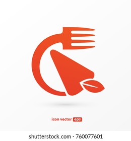 Illustration of business logotype restaurant and cafe. Vector design cooking logo. Food pictogram, cooking abstract icon