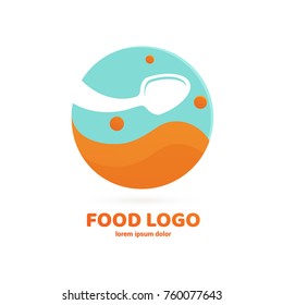 Illustration of business logotype restaurant and cafe. Vector design cooking logo. Food pictogram, cooking abstract icon