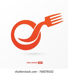Illustration of business logotype restaurant and cafe. Vector design cooking logo. Food pictogram, cooking abstract icon