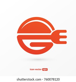 Illustration of business logotype restaurant and cafe. Vector design cooking logo. Food pictogram, cooking abstract icon
