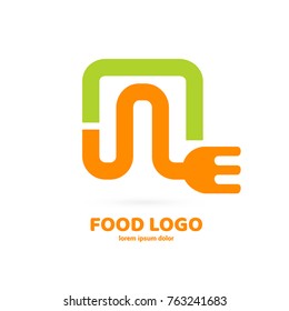 Illustration of business logotype restaurant and cafe. Vector design cooking logo. Food pictogram, cooking abstract icon