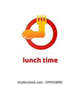 Illustration of business logotype restaurant and cafe.Vector design logo fork and spoon. Food pictogram, lunch time icon