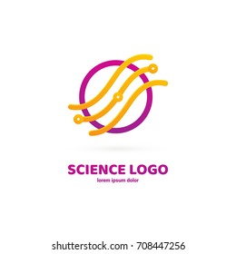 Illustration of business logotype science. Vector design logo laboratory. Molecule pictogram, chemistry abstract icon