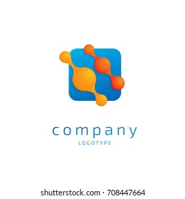 Illustration of business logotype science. Vector design logo laboratory. Molecule pictogram, chemistry abstract icon