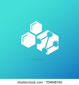 Illustration of business logotype science. Vector design logo laboratory. Molecule pictogram, chemistry abstract icon