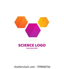 Illustration of business logotype science. Vector design logo laboratory. Molecule pictogram, chemistry abstract icon