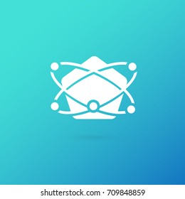 Illustration of business logotype science. Vector design logo laboratory. Molecule pictogram, chemistry abstract icon